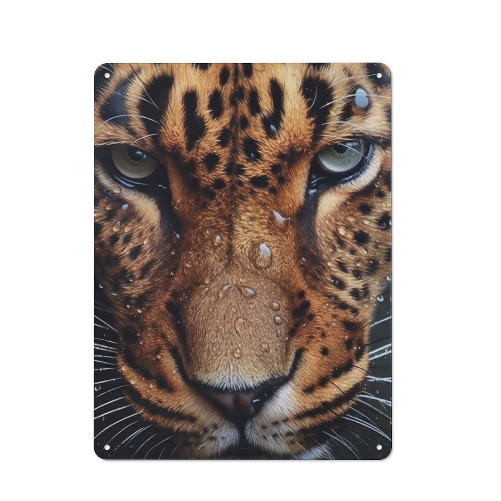 Junmoney Cute Wet Leopard Retro Metal Plaque 40X30cm For Garage Or Workshop, Housewarming Wall Decor For People Furnishing Garage And Workshop