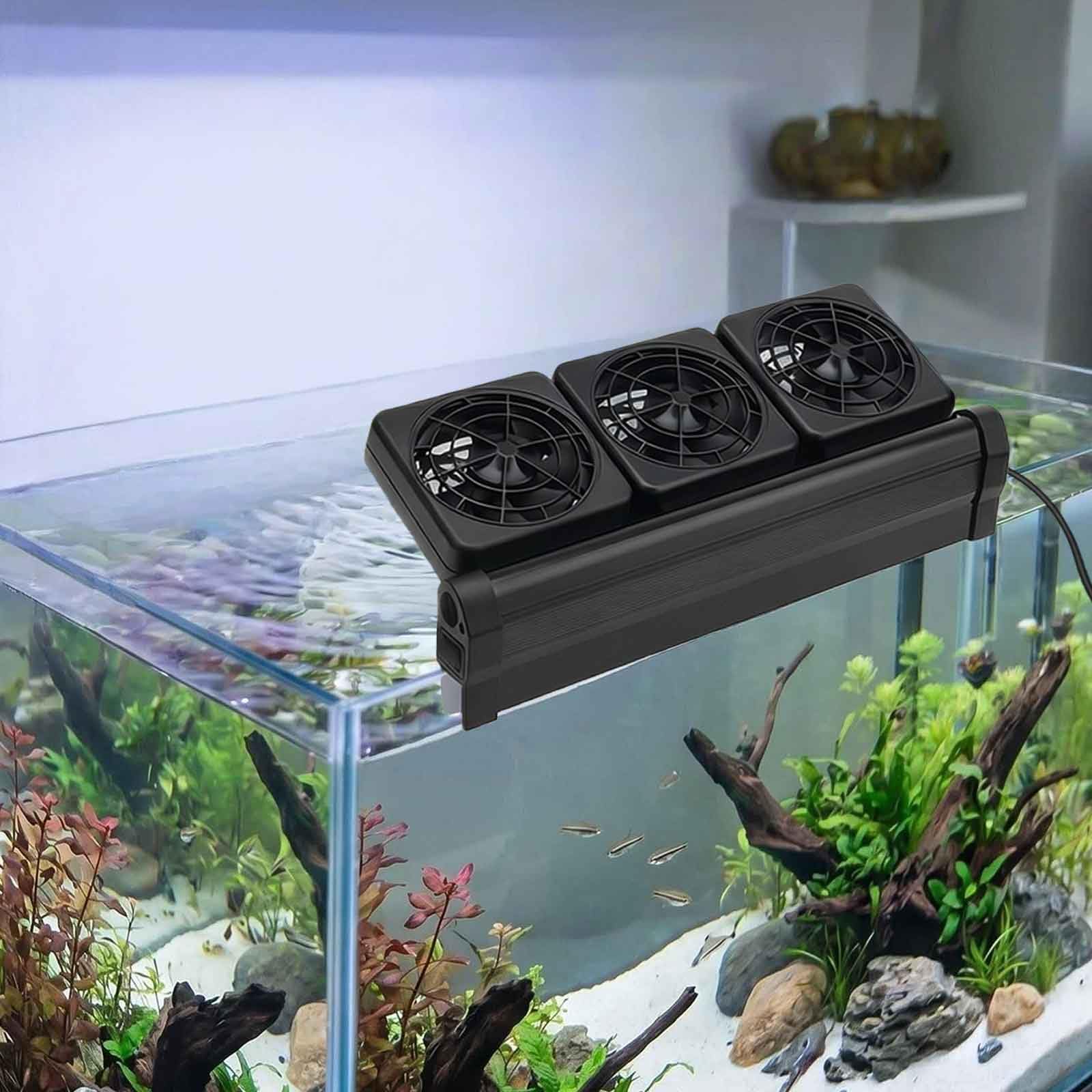 Refroidisseur d'aquarium à 3 ventilateurs avec contrôleur de vitesse réglable 5 réglages de minuterie, ventilateur de refroidissement d'aquarium, ventilateur de refroidissement d'aquarium