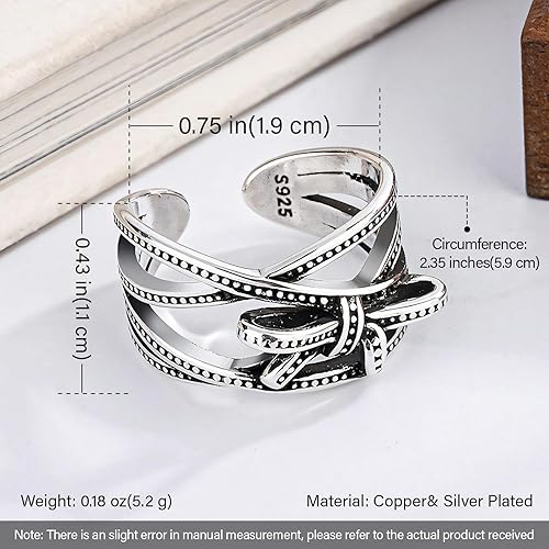 Miniatura 204 de 925 Sterling Silver Ring Minimalist Adjustable Rings Band Handmade Rings for Women Girls