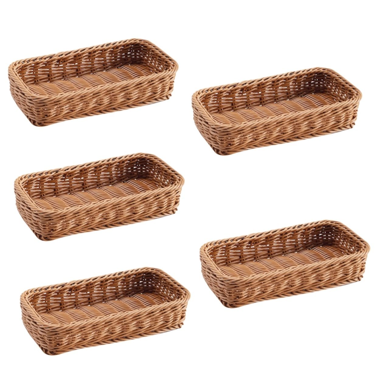 Cabilock Cesta De Almacenamiento De Cubiertos De 5 Piezas Utensilios Para Servir Cestas De Almacenamiento De Cubiertos Vajilla Cesta De Artículos Diversos Cesta De Frutas Tejida