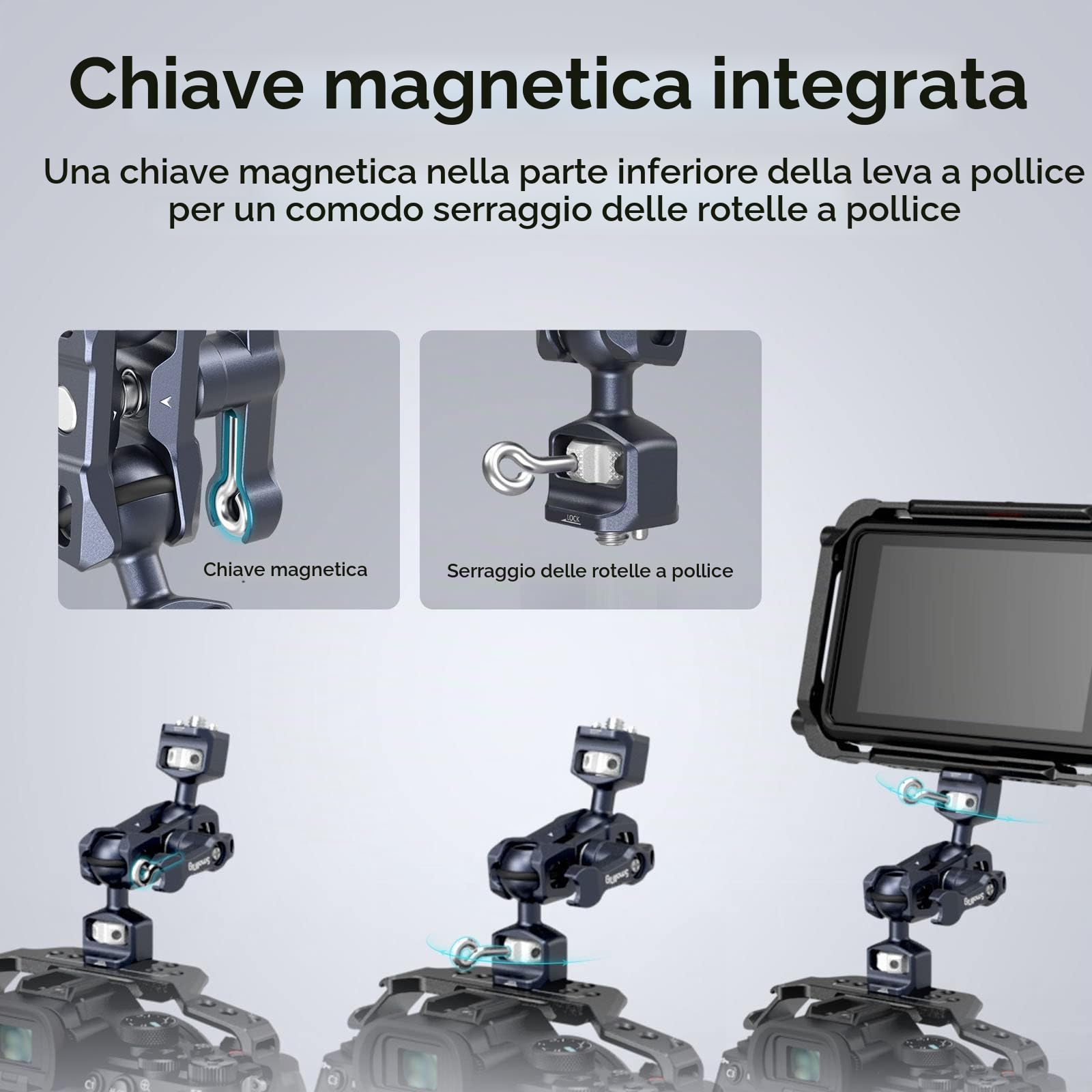 SMALLRIG Braccio Magico a Doppia Testa con Una Vite di Posizionamento da 3/8-16