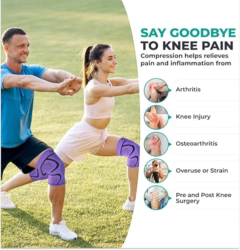 Miniatura 26 de Modvel Rodilleras para dolor de rodilla para mujeres y hombres, paquete de 2 rodilleras para dolor de rodilla, rodillera de compresión, soporte