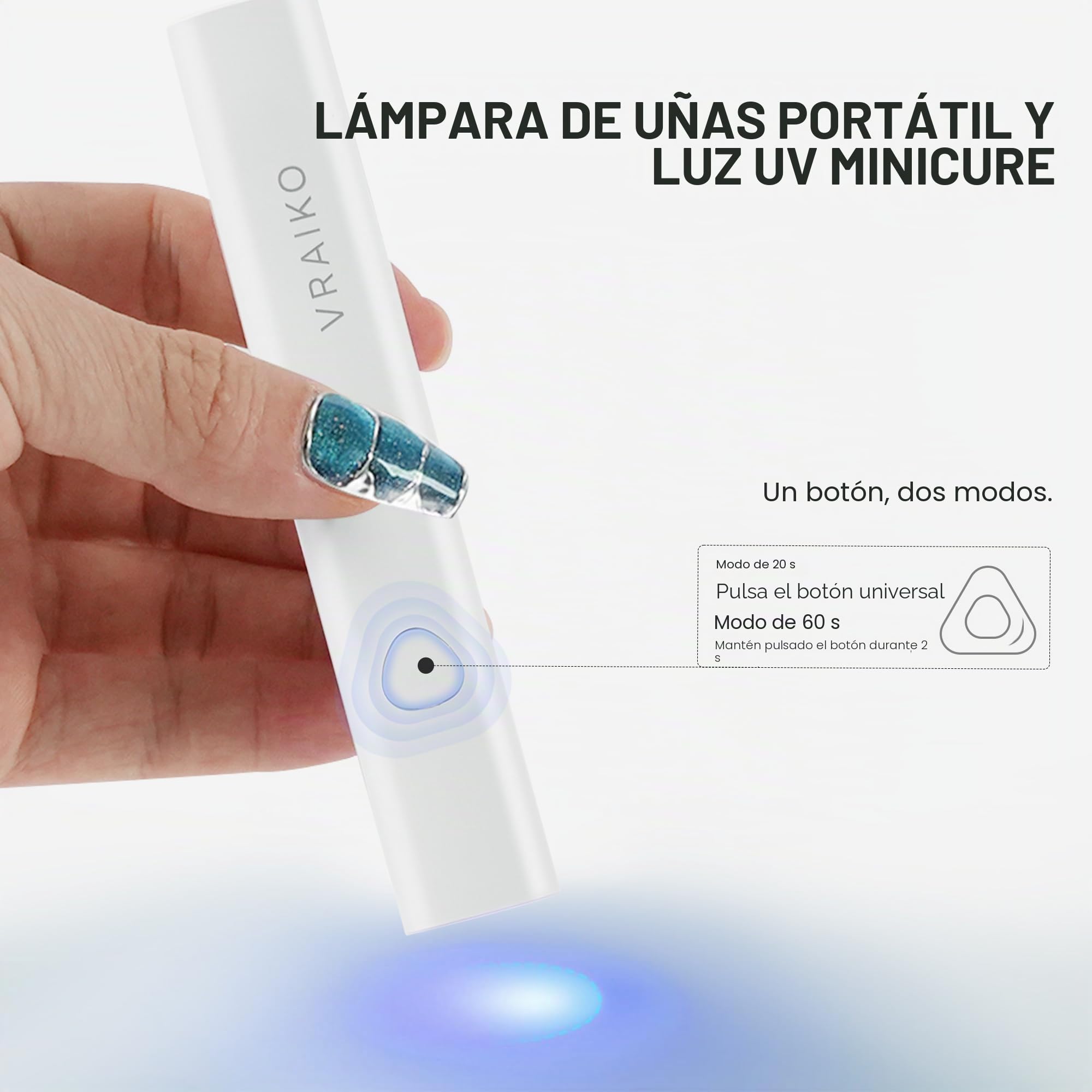 VRAIKO Minicure Luz UV de mano para uñas de gel, lámpara portátil recargable LED secado rápido