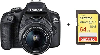 Canon EOS 2000D DSLR Camera and EF-S 18-55 mm 5-5 IS II Lens with Sandisk 64G Memory Card Canon EOS 2000D DSLR Camera and EF-S 18-55 mm 5-5 IS II Lens with Sandisk 64G Memory Card