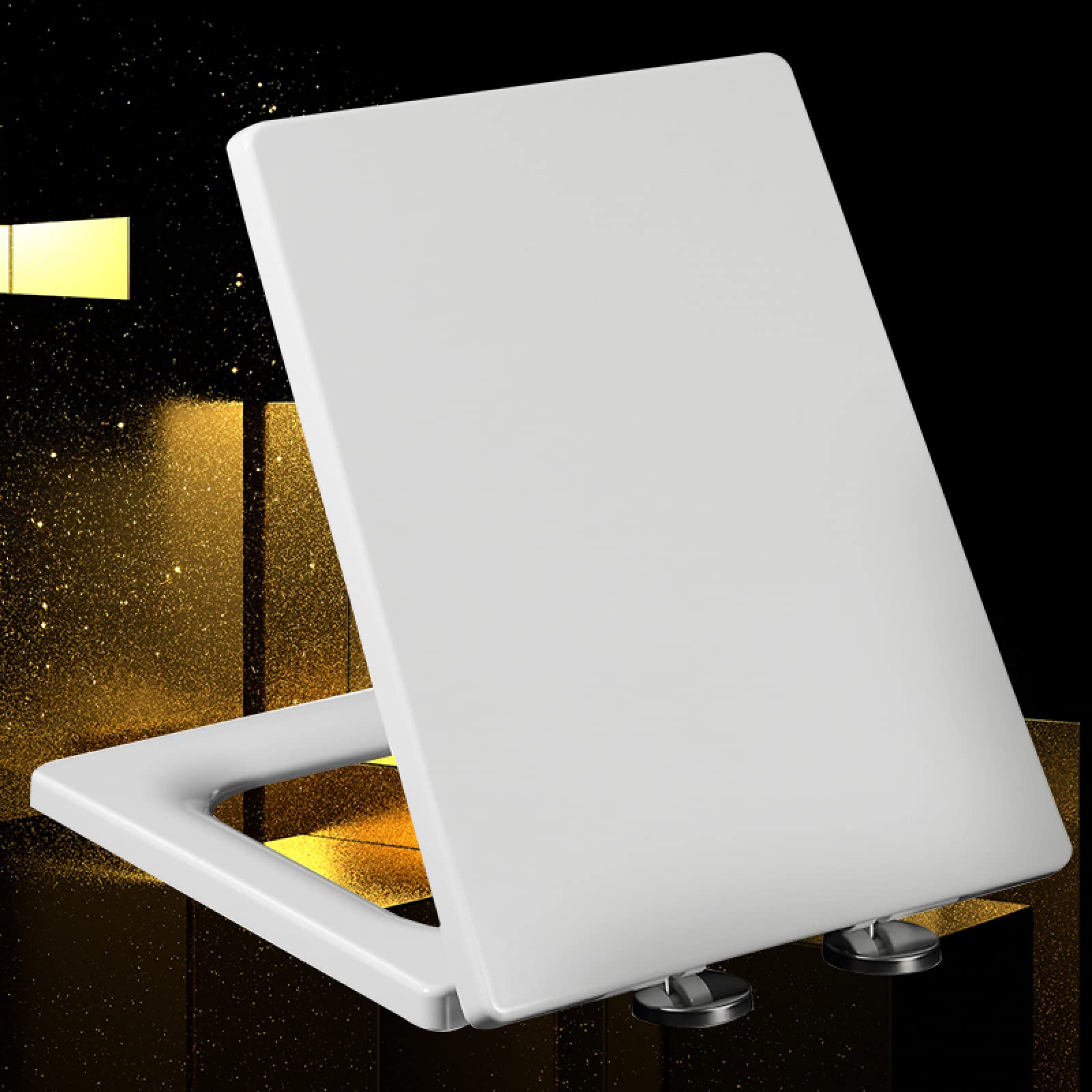 Asientos de inodoro de cierre suave Blanco | Asiento de inodoro cuadrado con liberación rápida | Fijación Superior Simple, Asientos de Inodoro Estándar, Bisagras Reductoras Ajustables,blanco-40~45cm*