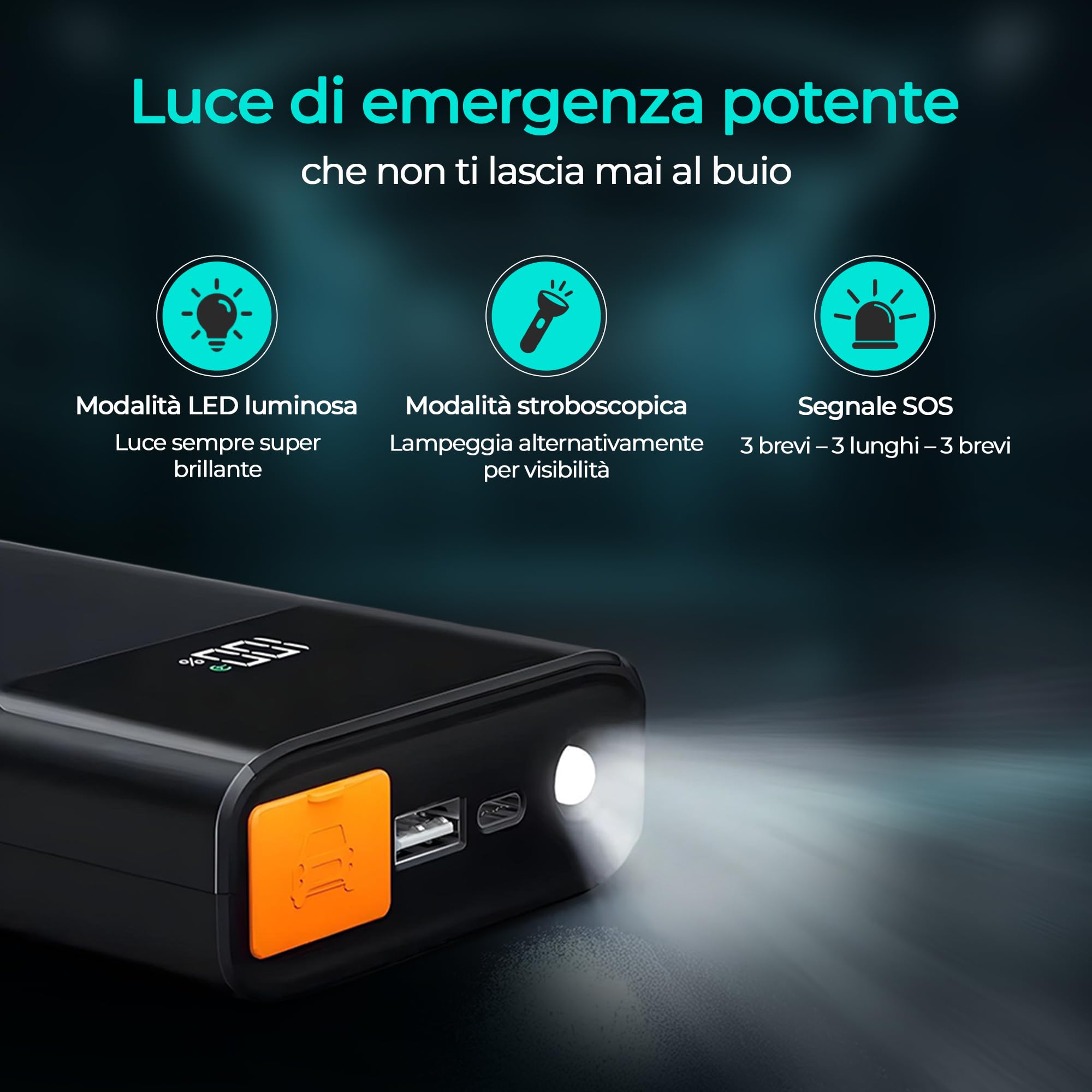 Olvy Rozrusznik 2 w 1 i power bank – szczyt 1500 A, przenośny wzmacniacz akumulatora samochodowego 12 V z inteligentnymi zaciskami, latarka LED, wyjście USB/typu C, do samochodów, ciężarówek