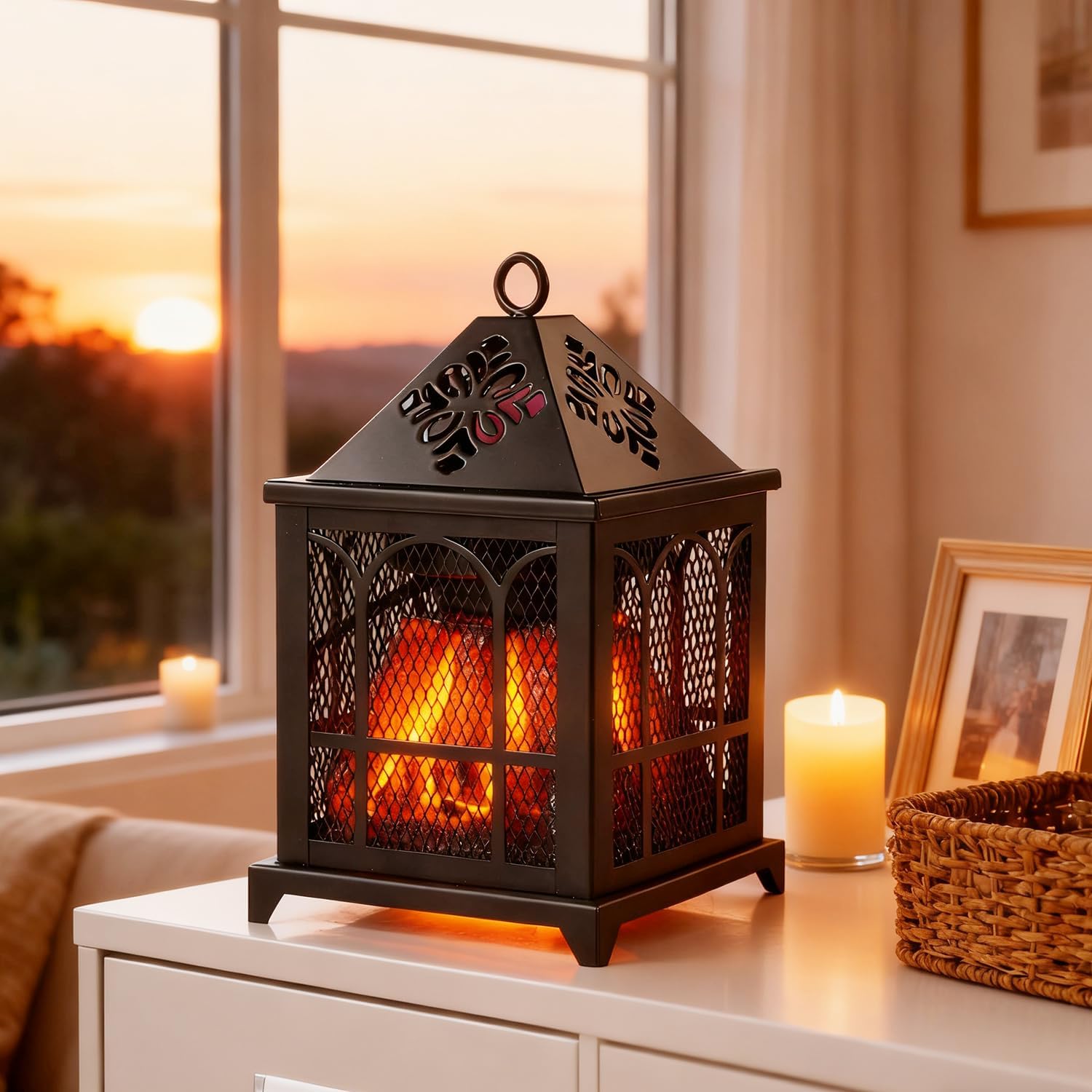 Dicimi Electric Wax Warmer, 18W Flameless Candle Melter with Vintage Fireplace Design, 4-in-1 Aroma Lamp for Wax Cubes & Essential Oils, Coffee Warmer, Safe Home Fragrance Gift for Women Housewarming