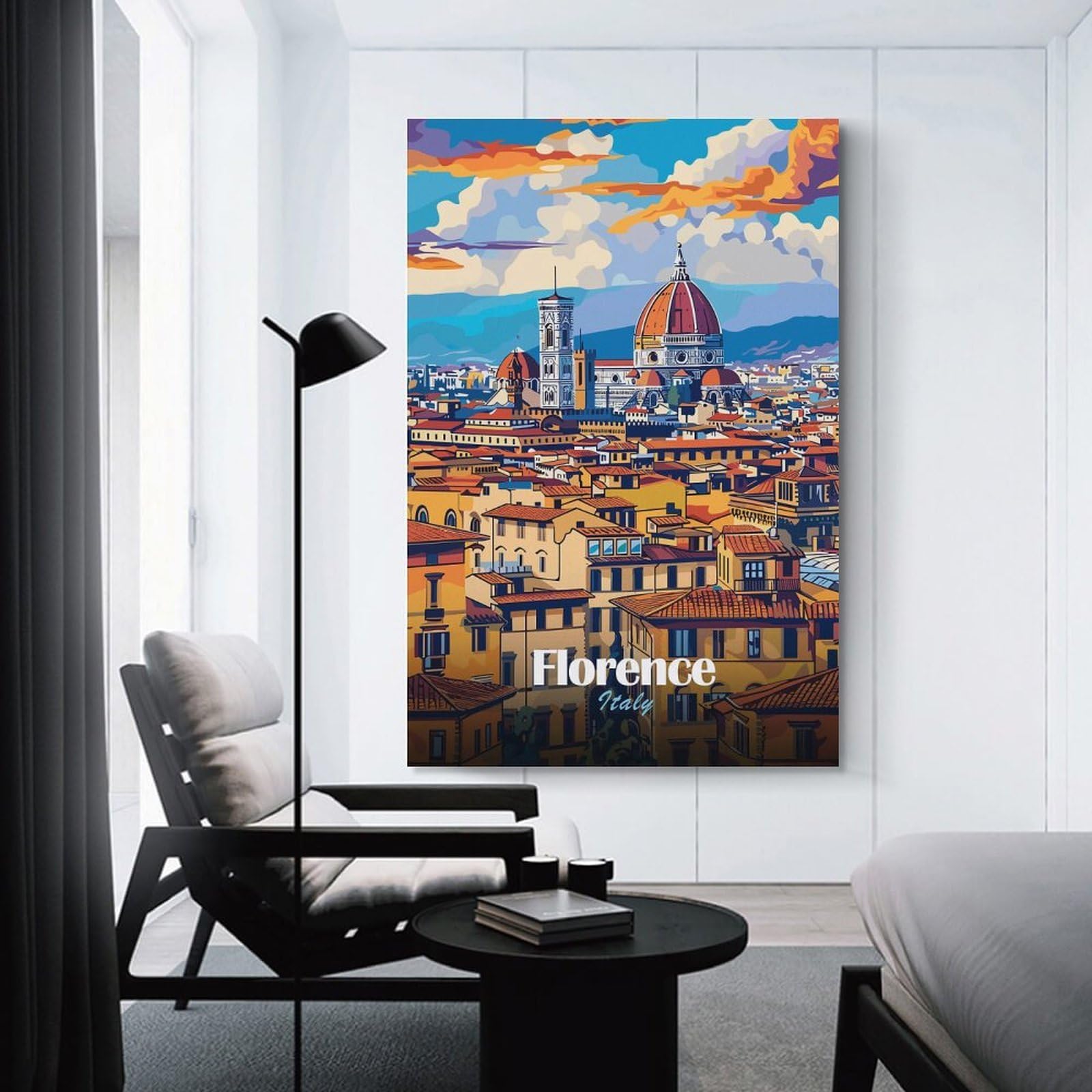 Junmoney Florence Cityscape Decorative Wall Artwork 16x24inch(40x60cm), for Front Hall, Corridor Or Welcome Spaces, Decorative Wall Art for Narrow Spaces