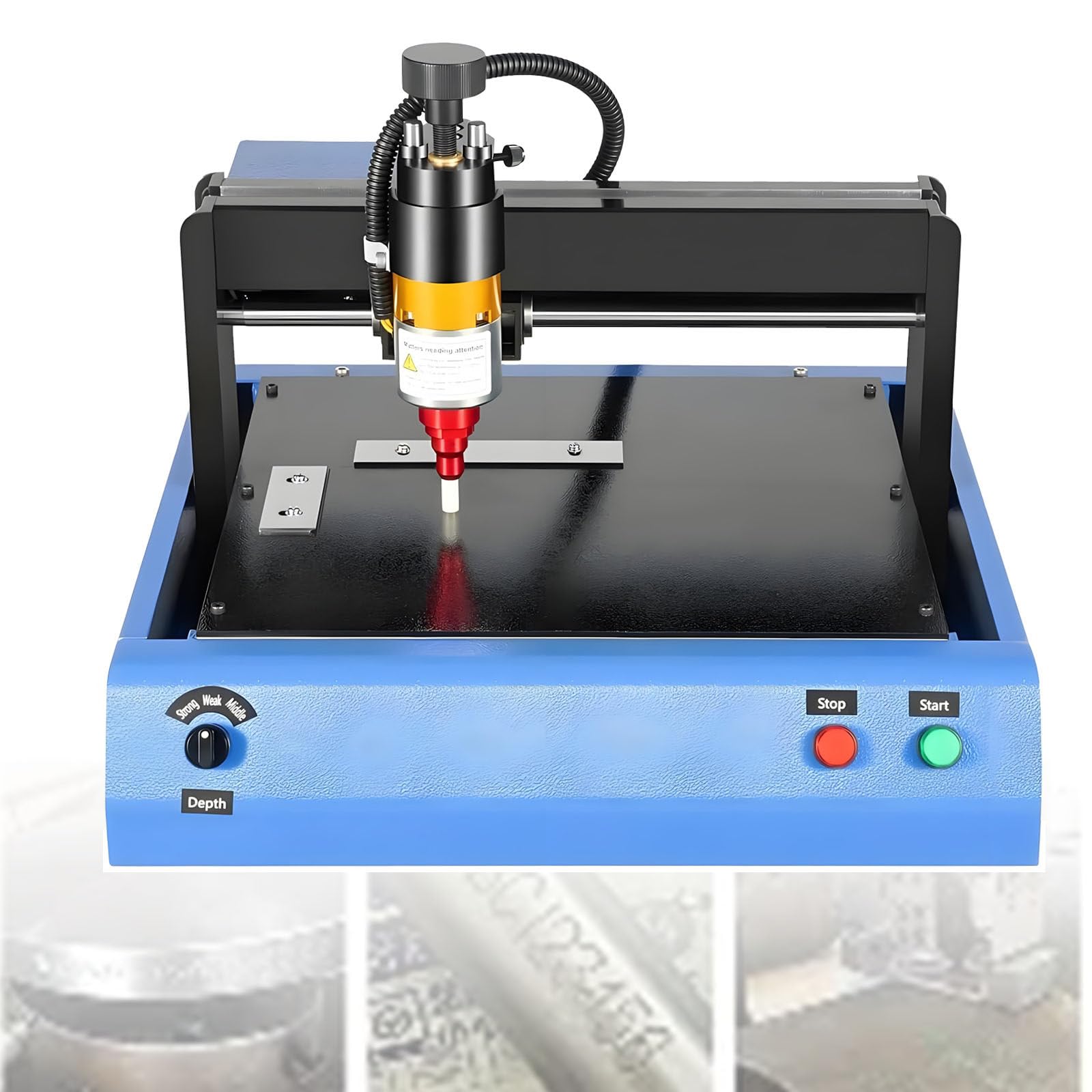 LwiftGal Electric Metal Marking Machine, Steel Plate Engraving Machine, Dot Peen Marking Embosser Machine with 0.05mm-2mm Marking Depth for Metal Nameplate Tag Marking 200 * 150mm