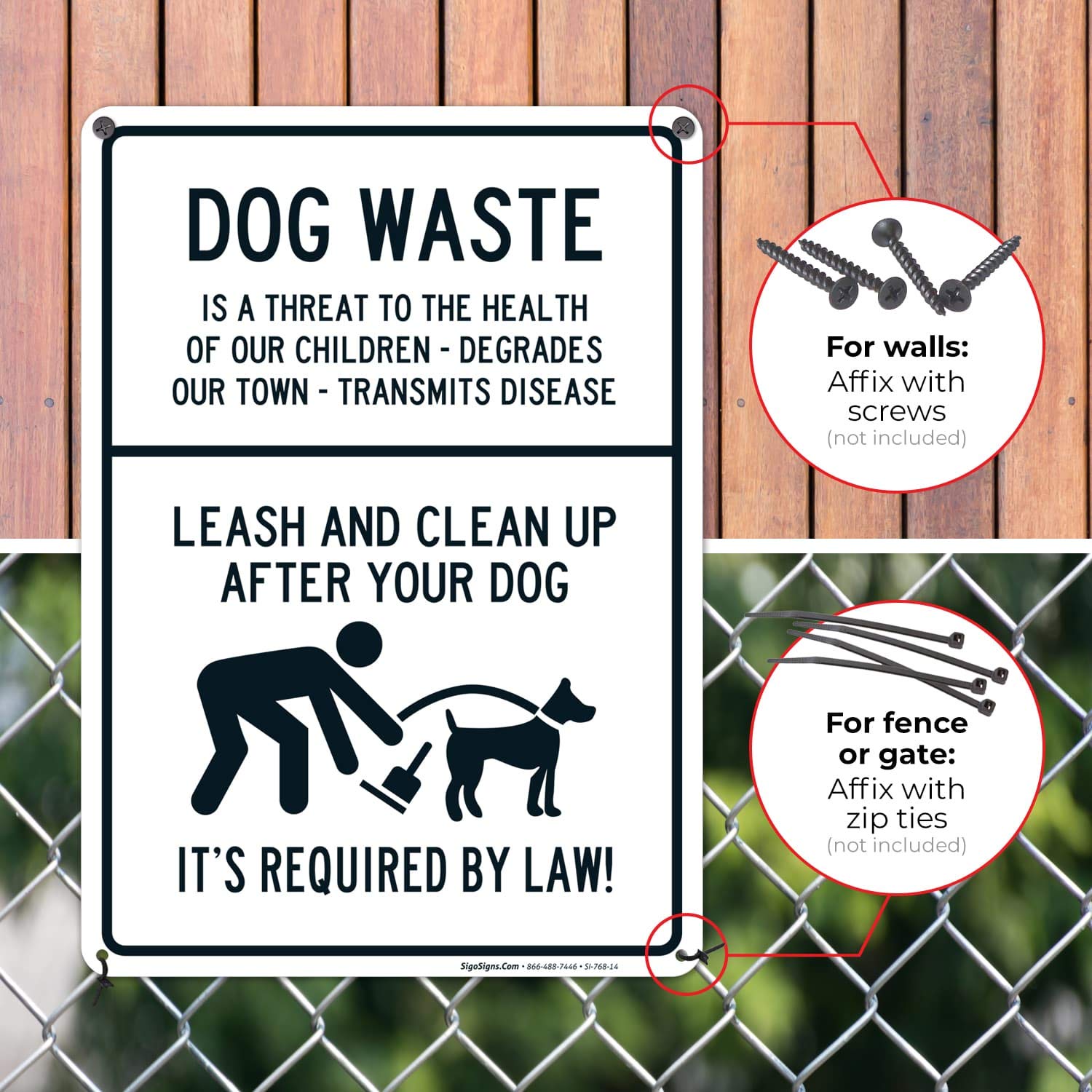 40% Off Discount Leash and Clean Up After Your Dog Sign, Dog Waste Sign, 10x14 Rust Free Aluminum, Weather/Fade Resistant, Easy Mounting, Indoor/Outdoor Use, Made in USA by Sigo Signs Free Shipping 🛒 Leash and Clean Up After Your Dog Sign, Dog Waste Sign, 10x14 Rust Free Aluminum, Weather/Fade Resistant, Easy Mounting, Indoor/Outdoor Use, Made in USA by Sigo Signs