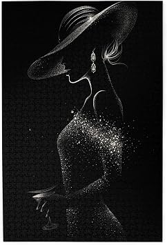 Wooden Jigsaw Puzzles for Adults 1000 Pieces. Shimmering Elegant Woman Art, Stress Relieving Activity, Ideal for Game Evenings, Creative Thinking Hobby for Seniors, Chic Vanity Decor