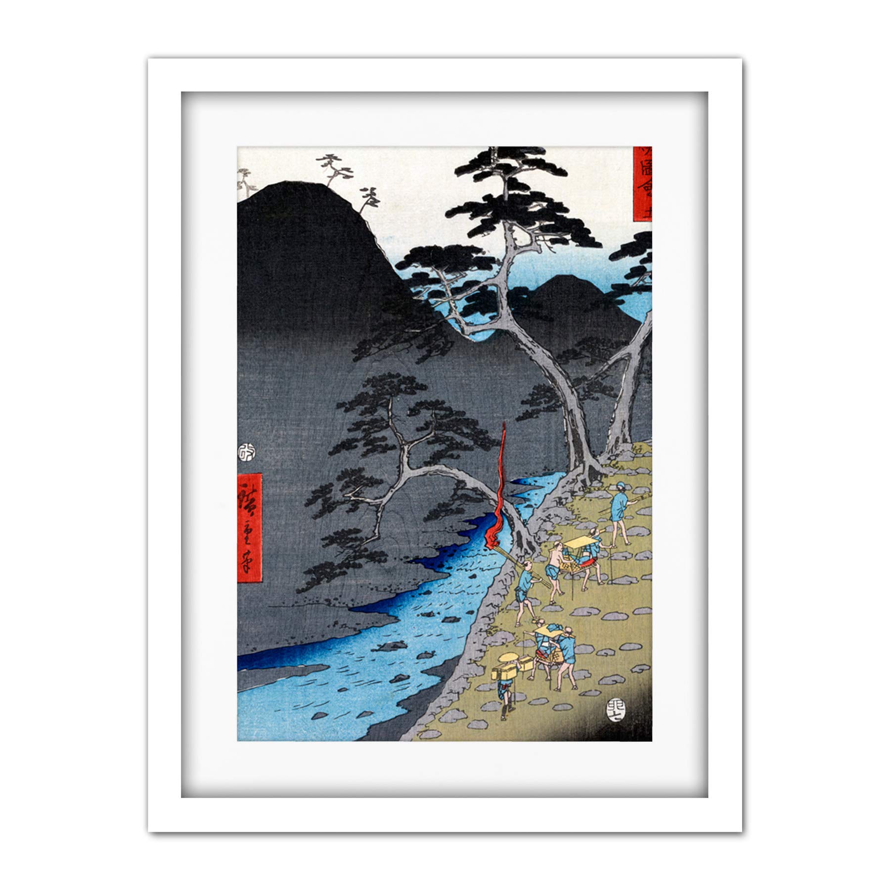 Wee Blue Coo Utagawa Hiroshige Hakone Japan Artwork Framed Wall Art Print 18X24 Inch