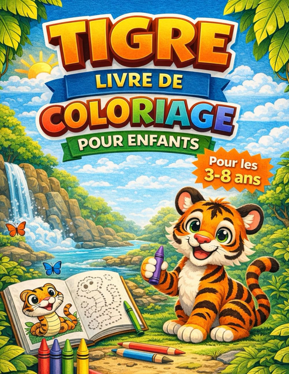 TIGRE – Livre de coloriage pour enfants: 42 magnifiques dessins de tigres à colorier – Activité créative et éducative pour les enfants de 3 à 8 ans
