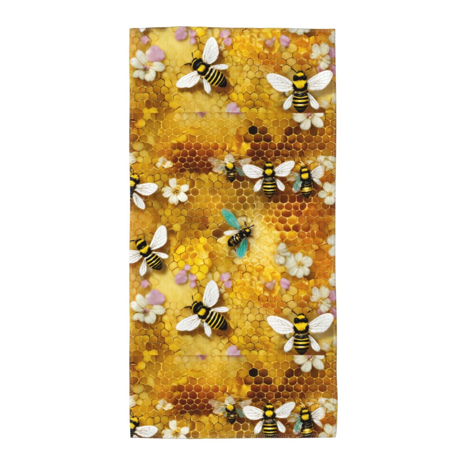 Cbaaghh Honey Bees Print Towel, Towels Thick Face Towels Fast Drying Washcloth For Bath, Spa, Gym