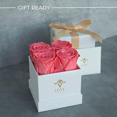 Miniatura 3 de VLove 12 rosas rojas Forever en una caja negra y 4 rosas Forever en una caja blanca, rosas reales que duran más de un año, caja de rosas eternas