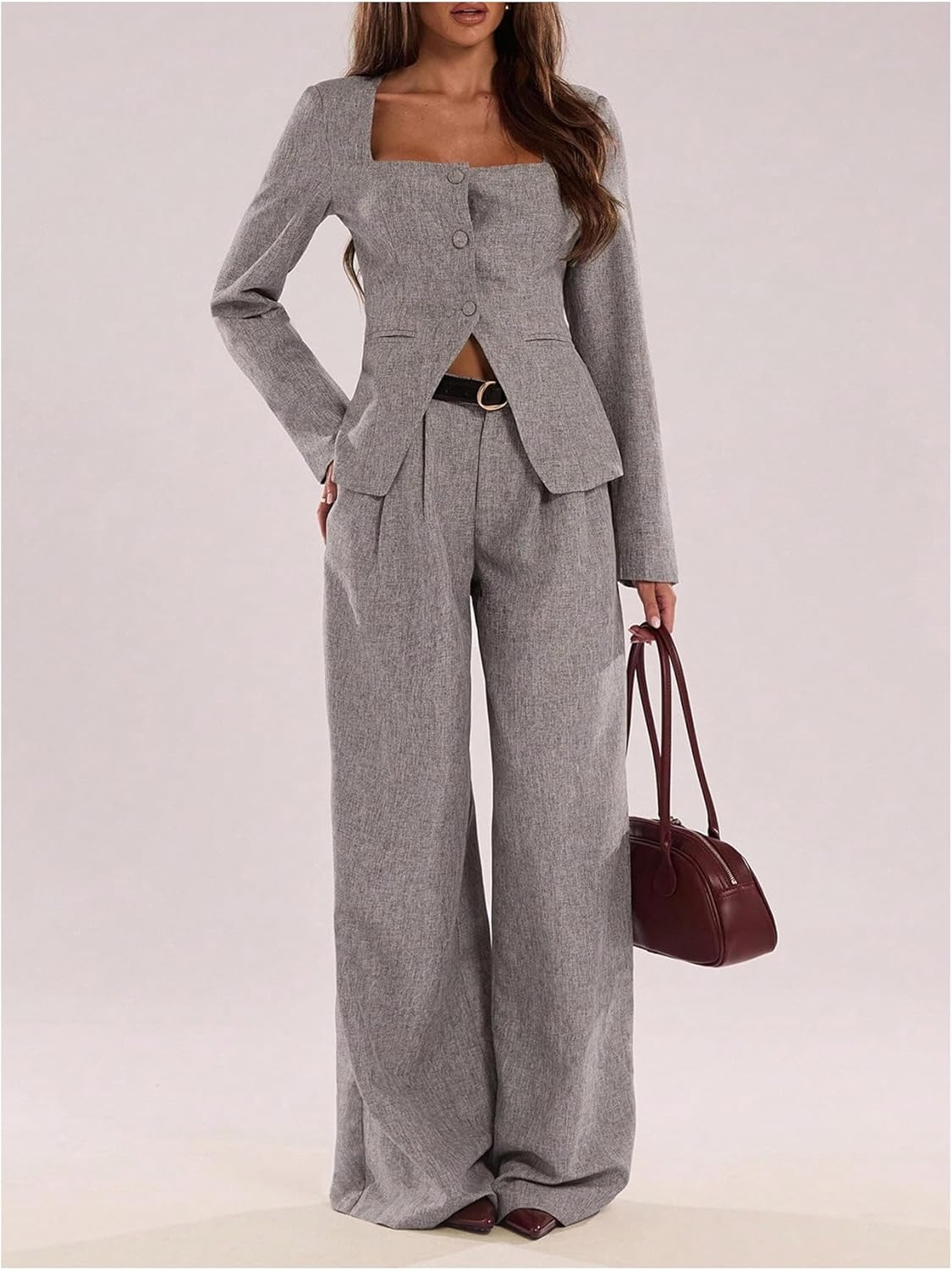 GORGLITTER Women's Wide Leg Dress Pants Pleated High Waisted Work Trousers Business Casual Outfits - Image 5