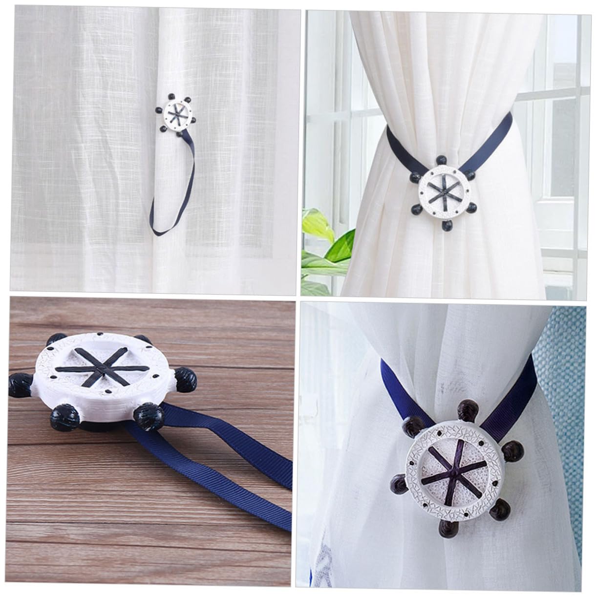 Lot De 2 Boucles De Fixation pour Rideaux Embrasses Magnétiques en Résine Élégantes pour Salon Chambre Cuisine Salle De Bain 4 Pièces X 2