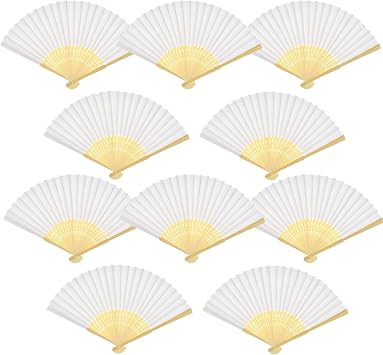 20 Pack Handmade Paper Folding Fans Bamboo Hand Held Fan for Gift Party Favors Home Office DIY Decor