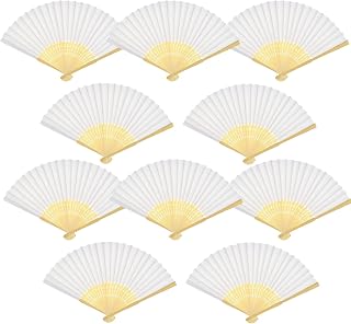 20 Pack Handmade Paper Folding Fans Bamboo Hand Held Fan for Gift Party Favors Home Office DIY Decor