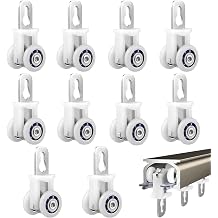 Metal Plastic Curtain Track Rollers Gliders 10 Pack,Flexible Drapery Rail Runners with TwinWheel Pulleys,for Window,Ceiling Curtains Stainless Steel White Plastic Track Hooks Sliding Wheels