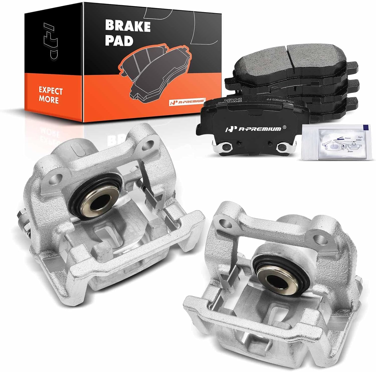A-Premium Rear Disc Brake Calipers with Ceramic Pads Compatible with Dodge Charger 2006-2020, Challenger 2009-2020, Magnum 2005-2008 & Chrysler 300 2005-2020, 2.7L 3.5L 3.6L 5.7L 6-PC Set