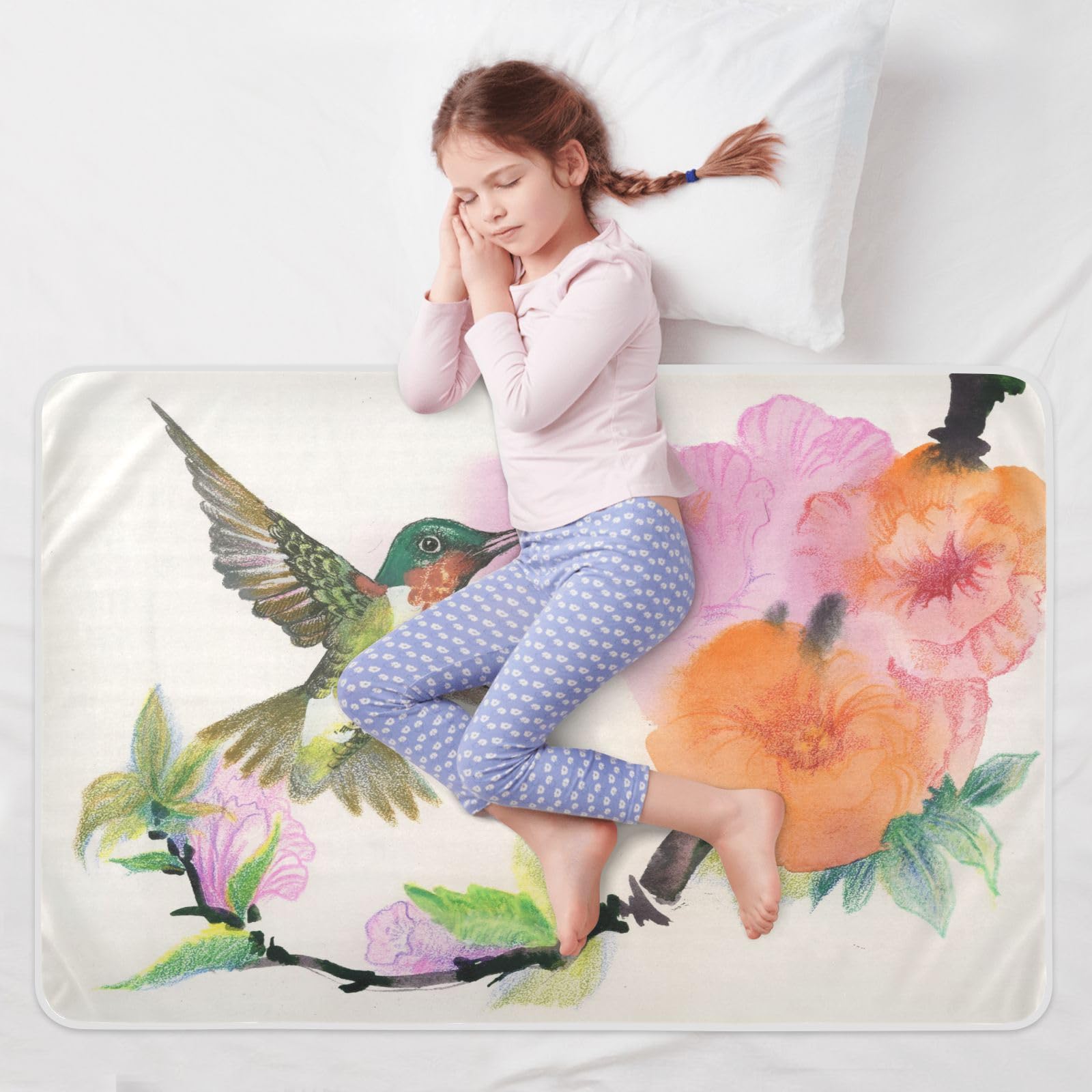 susiyo Bright Birds and Flowers Bed Pads for Incontinence Mattress Protector Anti-Slip Waterproof Pads (56