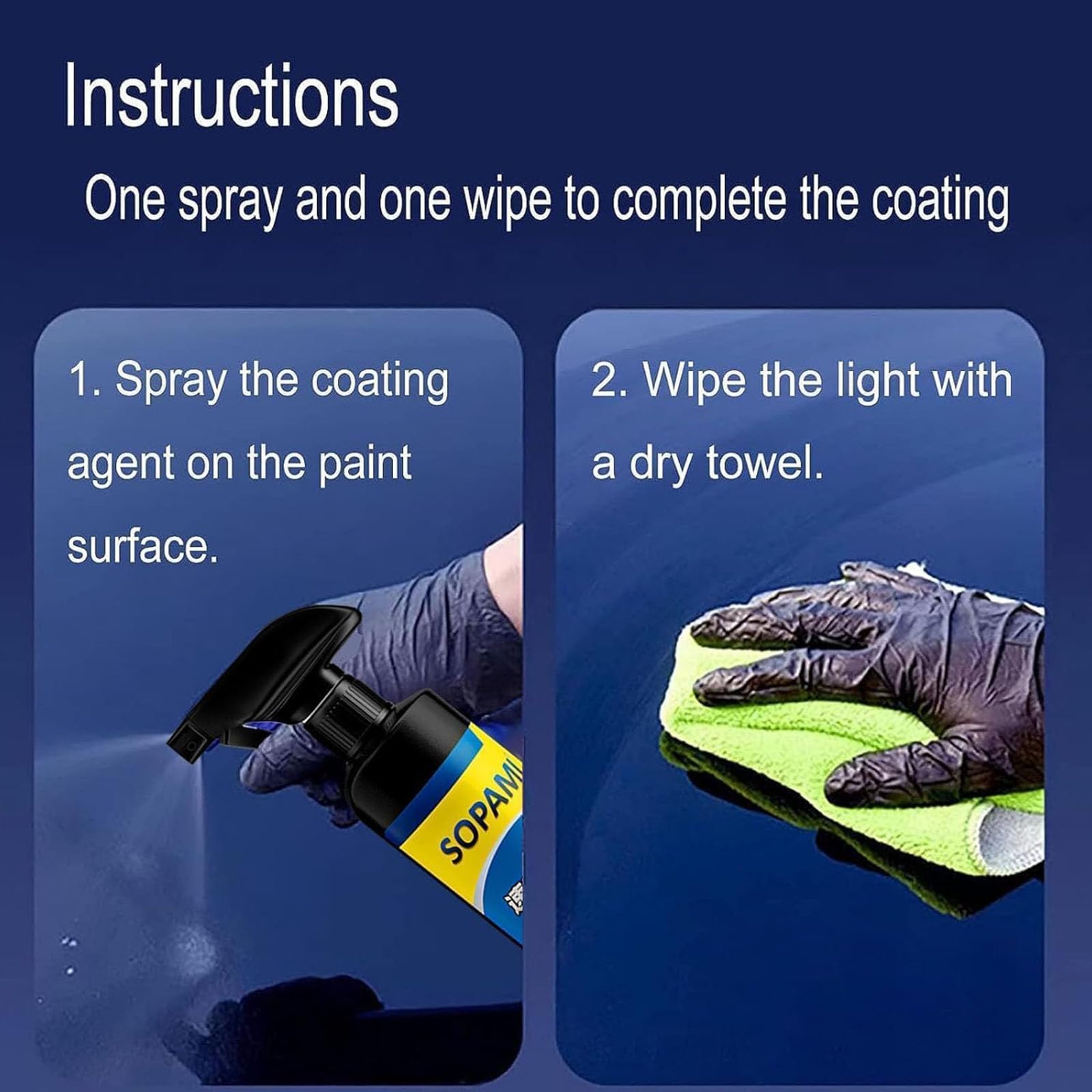 Sopami Auto-Beschichtungsspray - 2024 Upgrade Schnellwirkendes Lackschutz-Mittel, Kratzer-Politur, Wasserlose Reinigung, 3-in-1 Hochschutz