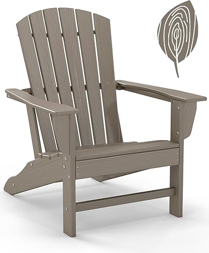 GREENVINES Adirondack - Silla de madera de grano de madera, HDPE para todo tipo de clima, sillas para hoguera con soporte para tazas, silla de