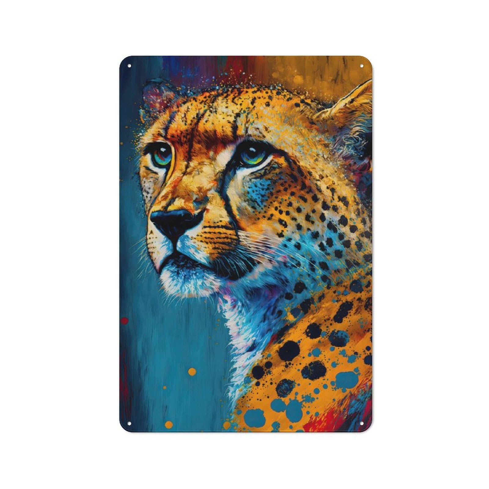 Cheetah Classic Metal Wall Decor 30x20cm, Metal Sign for Cafe, Pub, Workshop Or Home Bar, Small Accent for Blank Walls