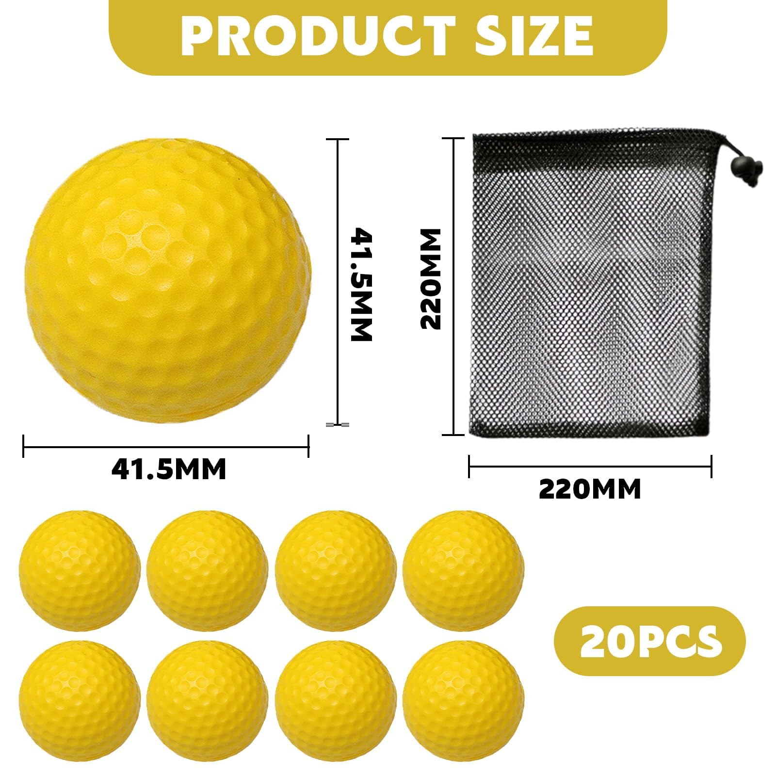 CVNRCLP 12 Pack Golf Practice Balls, Soft Elastic Foam Dimpled Training Balls for Indoor/Outdoor Swing Practice - Image 2