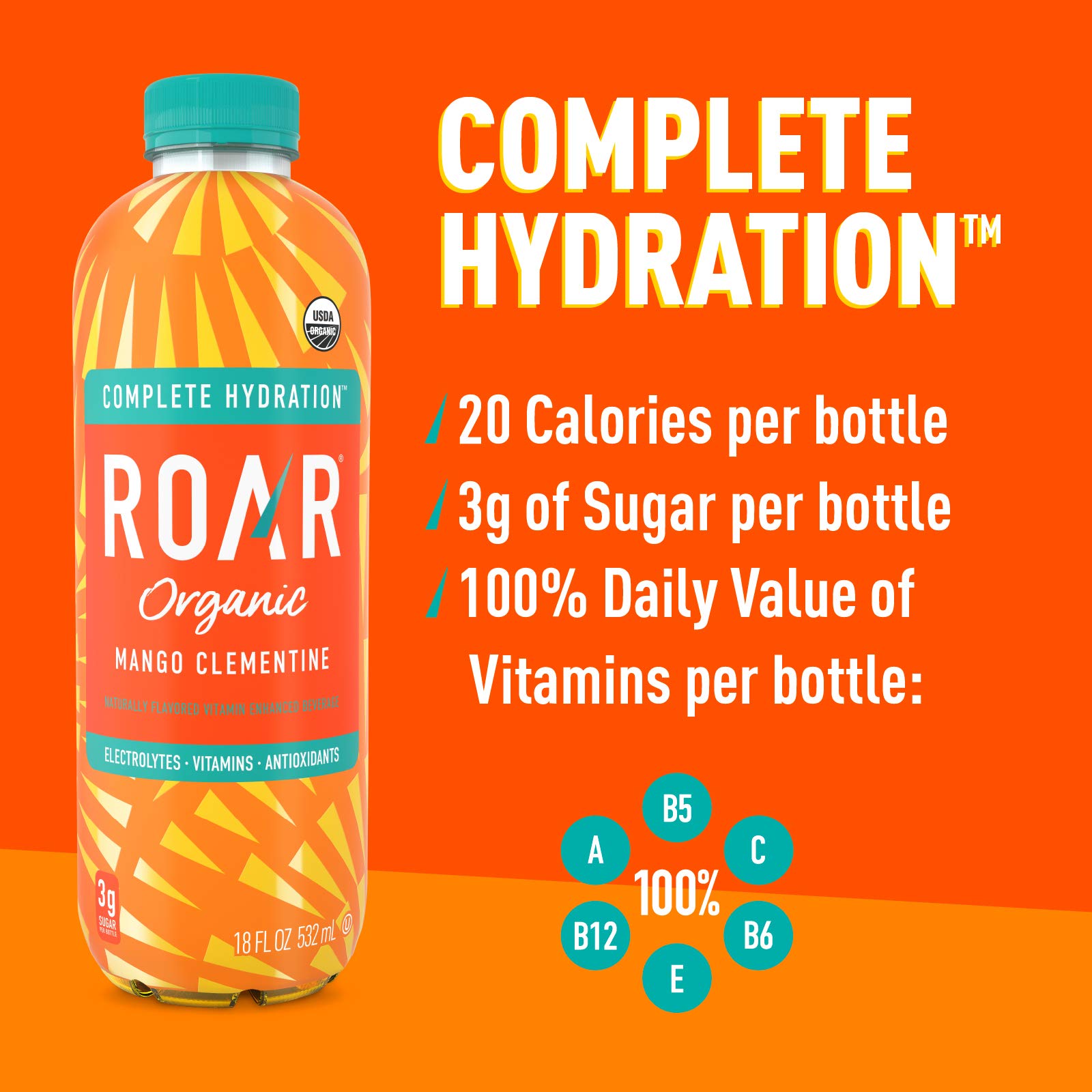 Roar Organic Electrolyte Infusions USDA Organic Mango Clementine