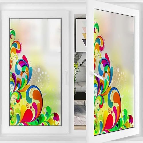 Miniatura 3 de Adhesivo para ventana de color naranja y azul película de vidrio no adhesiva gotas de lluvia en diferentes tamaños en colores degradados película de