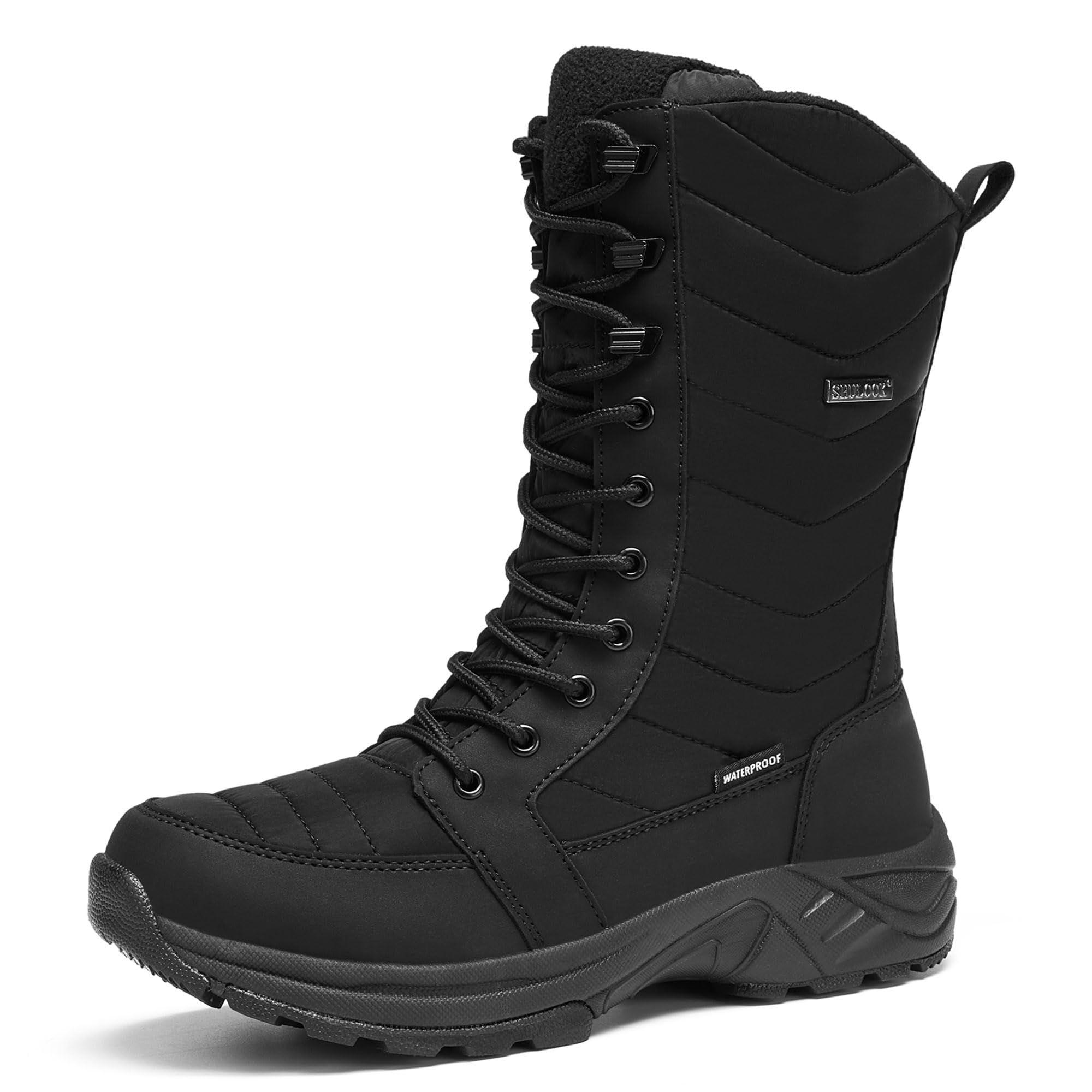 SHULOOK Winterstiefel Damen wasserdicht gefüttert Warm | Winterschuhe Schneestiefel Reißverschluss rutschfeste Winterboots Hohe für Wandern Camping Stiefel Damen