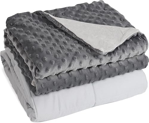 TILLYOU - Mantas con peso para niños, se adapta a bebés, gris carbón + gris, 36 x 48 pulgadas (5 libras)