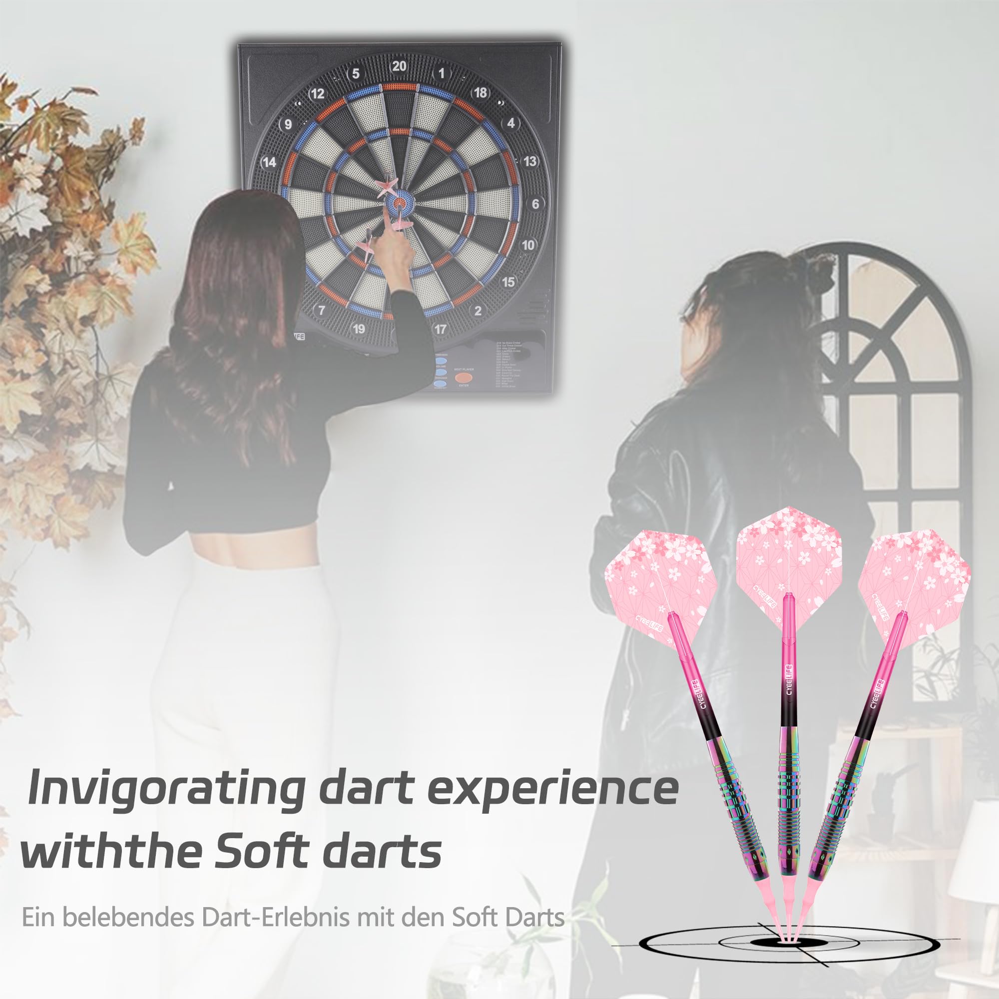 CyeeLife Fléchettes avec Pointe en Plastique,3 Pièces Professionnelles Softdarts pour Cible électronique,Set de fléchettes avec 6 fléchettes + 6 Flights + 1 Dart Case