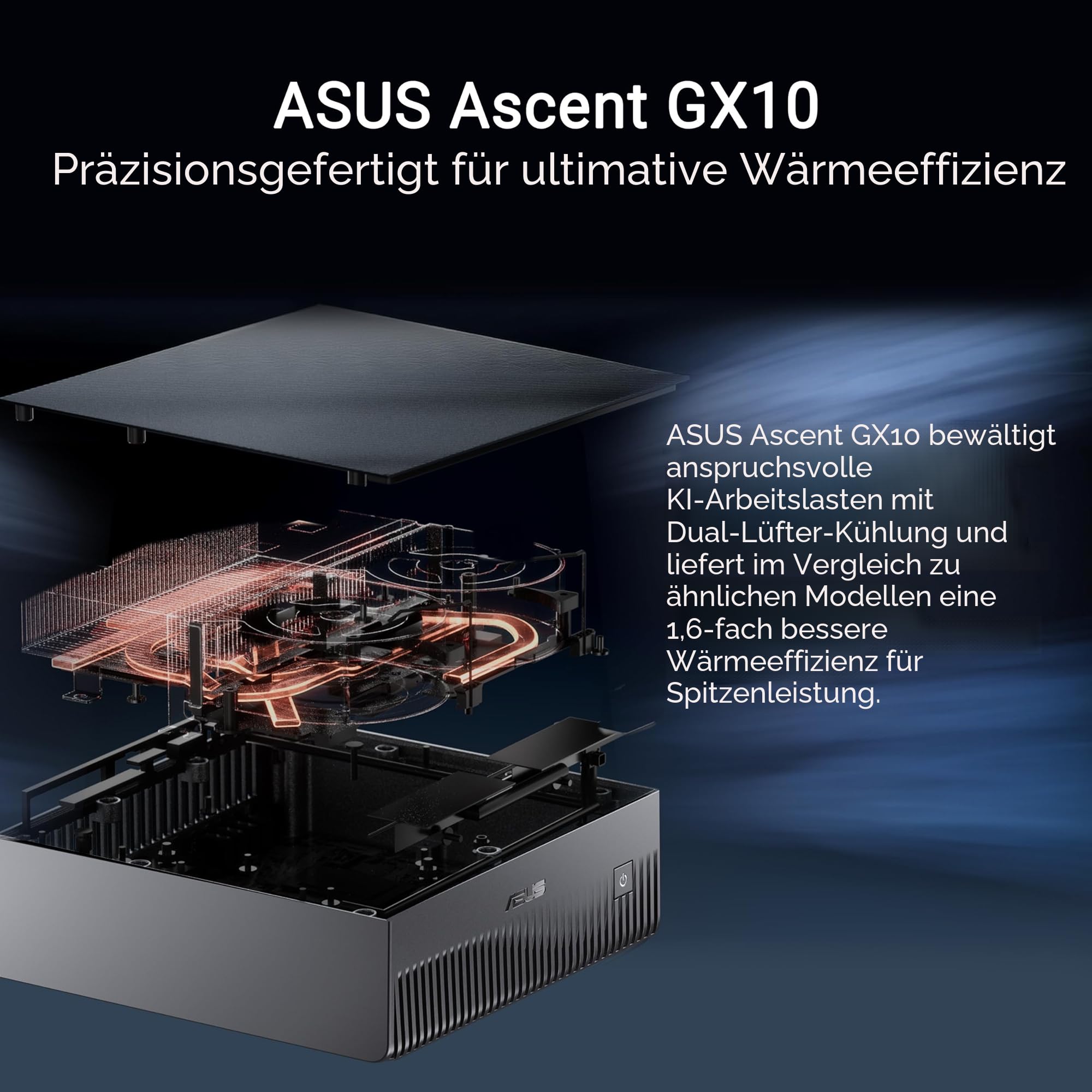 ASUS Ascent GX10-GG0003BN 1TB KI Supercomputer (NVIDIA GB10 Grace Blackwell Superchip, 1 petaFLOP KI-Leistung, 128 GB Speicher, DGX Spark, NVLink-C2C, ConnectX-7, kompakt)