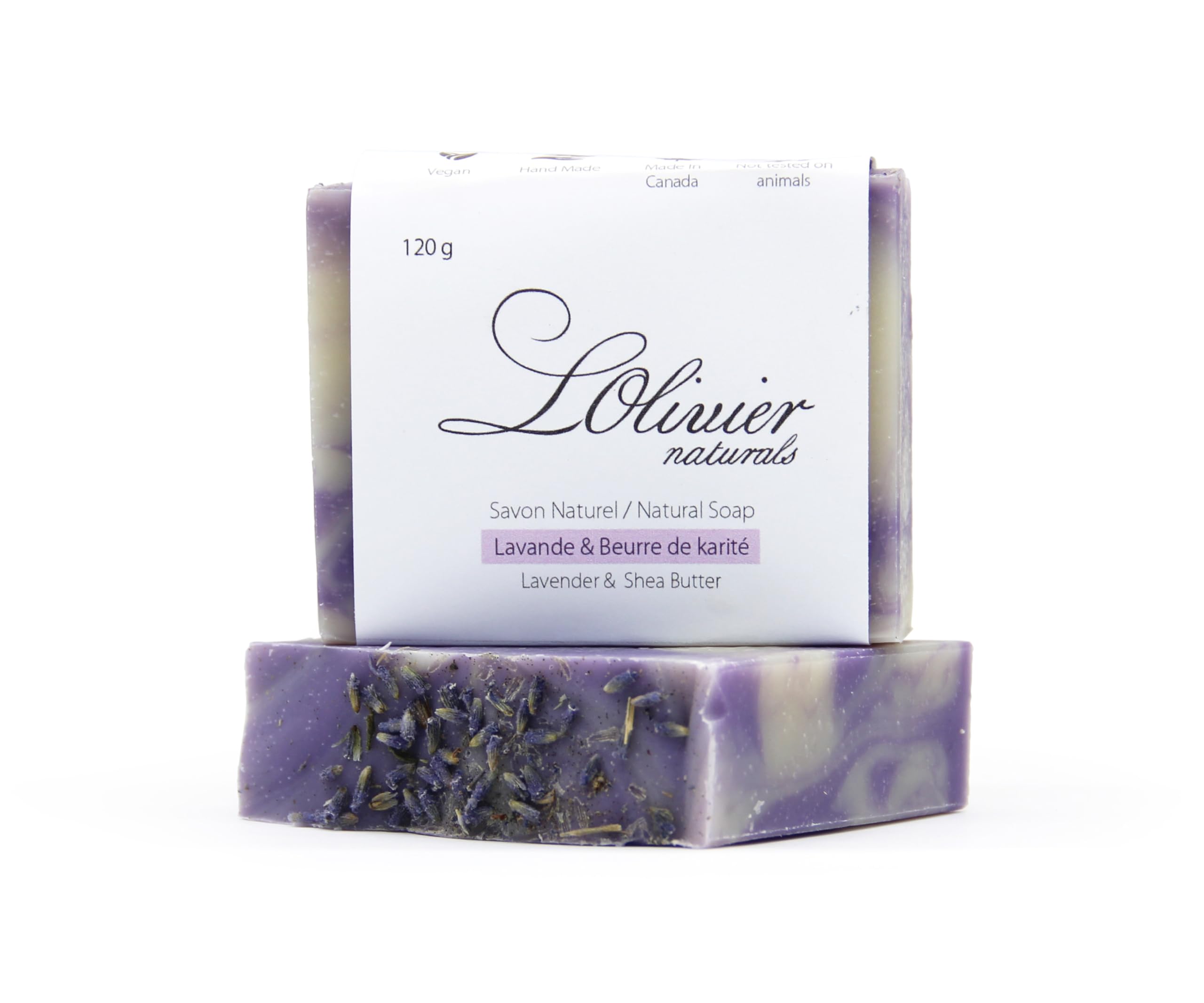 L'OLIVIER NATURALS 2 Pack Lavender Soap bar withShea Butter All Natural Bar Soap - Handmade Soap - Made in Canada