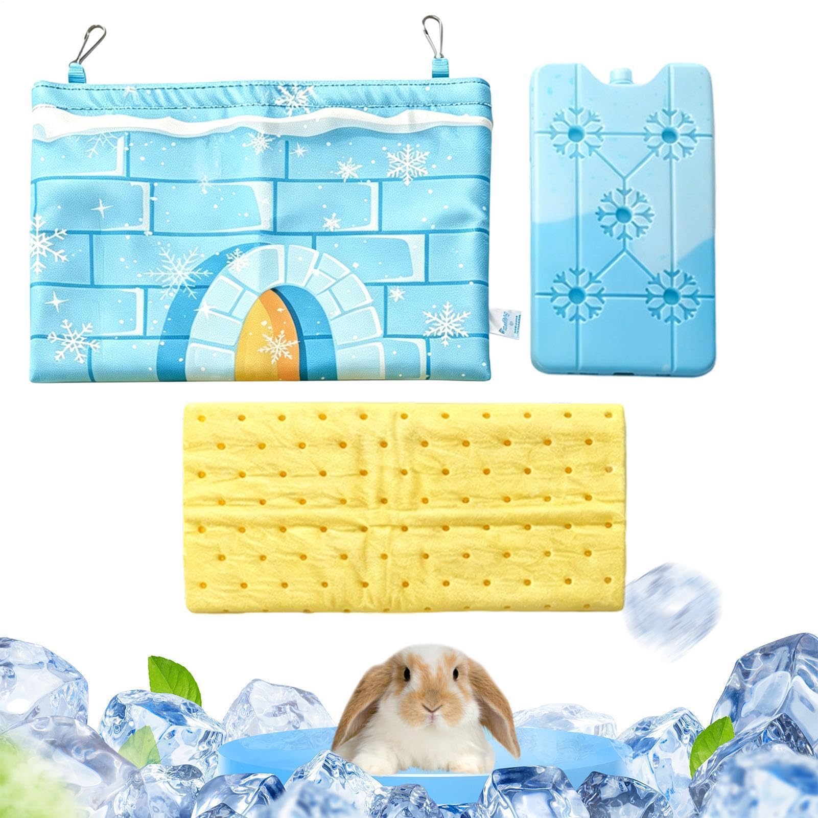 Contenedor refrigerante de hielo para jaula de conejos exterior