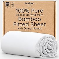 Bambaw King Size Cooling Bamboo Fitted Sheet - 100% Viscose, 16" Deep Pocket, White, Silky Soft & Secure Fit