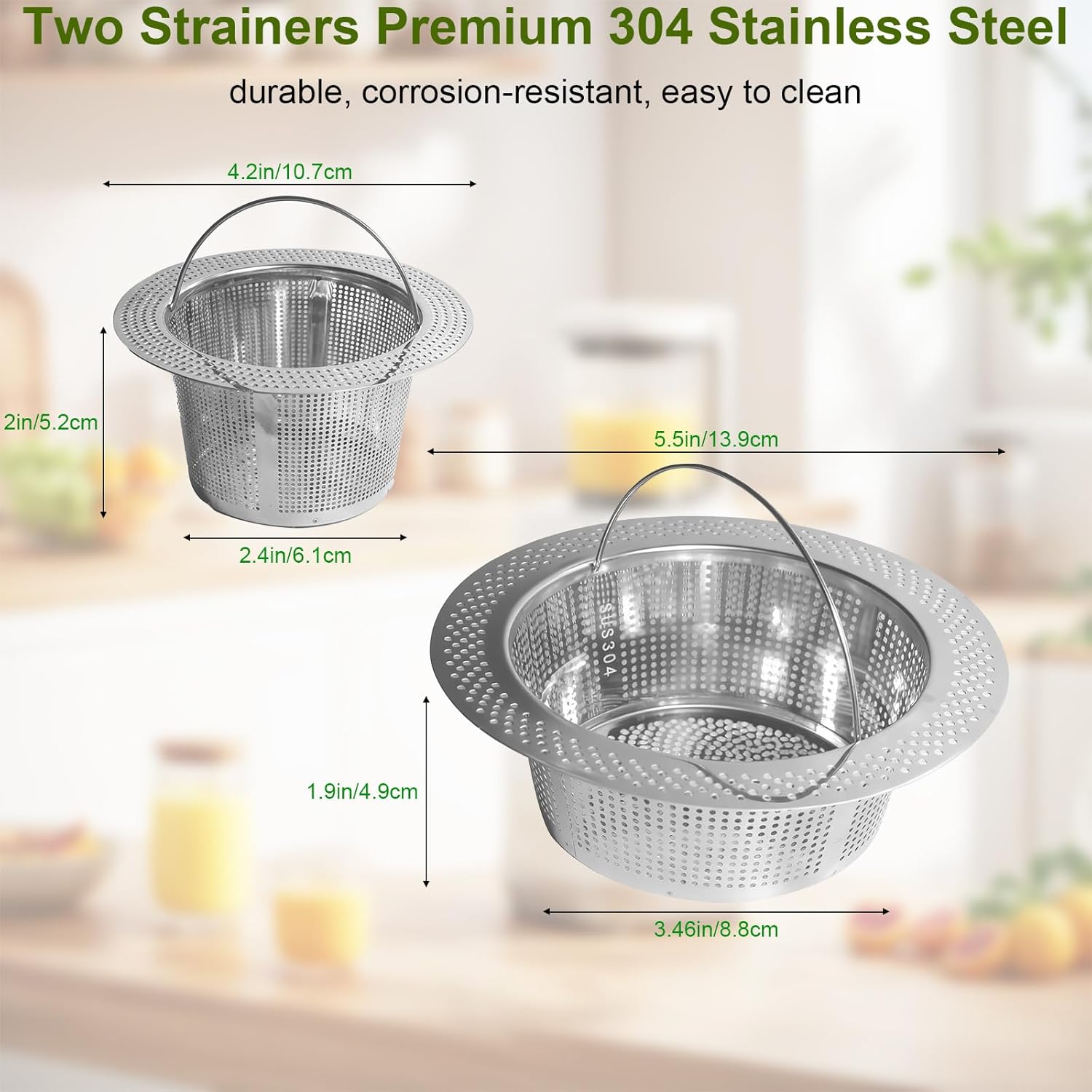 2Pack Pulp Strainer for Nama J2, Cold Press Juicer Suitable for Nama J2 Juicer Secondary Fine Filter Accessories, 5.5 in & 4.2in 304 Stainless Steel