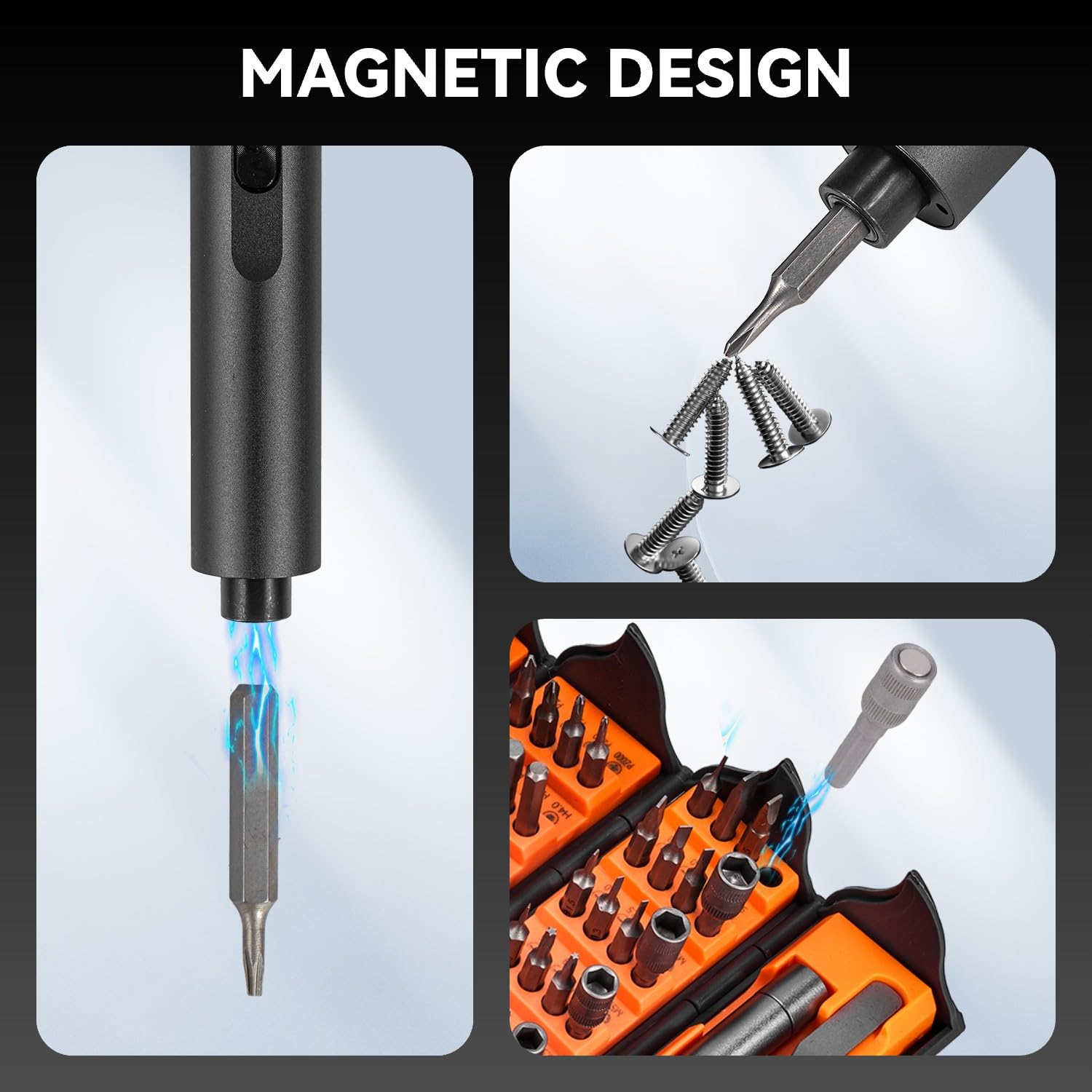 ONEVAN Jeu de tournevis électriques 138 en 1 - Tournevis de précision magnétique - Micro visseuse électrique avec lumière LED - Avant/arrière - Mini kit d'outils pour lunettes, montre, ordinateur