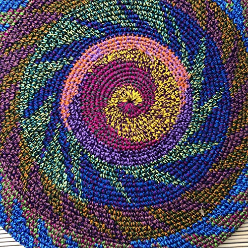 Inspirit Arts Four Sizes Tam Beret Slouchy Cap Beanie Hat Crochet 100% Natural Cotton Flowertone Pinwheel Design4