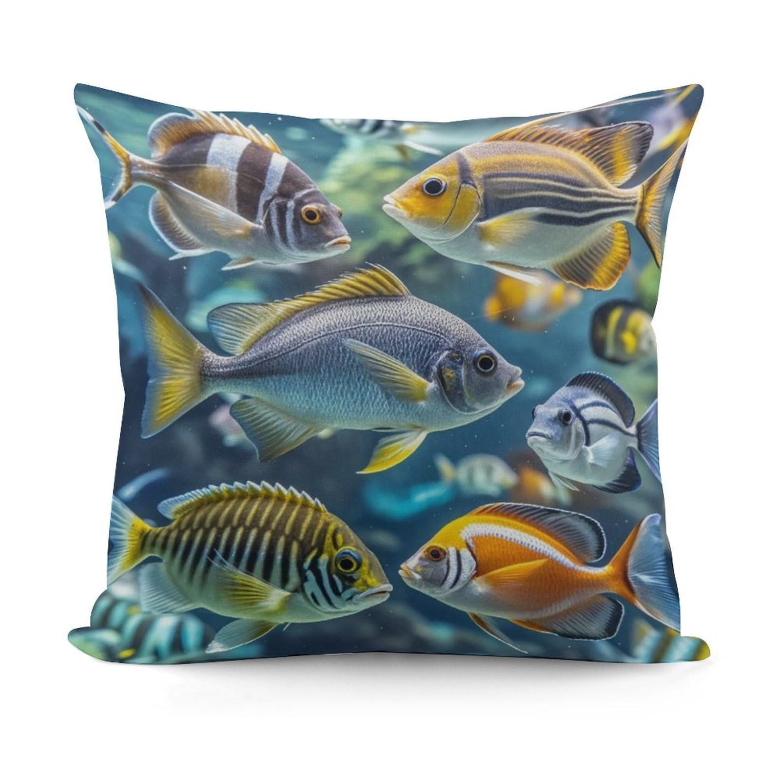 FekiLoot Fish Throw Pillow Cover Soft Decorative Pillow Cover Modern Square Cushion Cover Cozy Cushion Case Farmhouse Home Decor for Sofa Couch Living Room 18 X 18 Inch