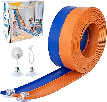 Flex Track 4.5m Starter Set, Flexible Race Car Ramp Track for Ages 3 & Up with Suction Cups Compatible with Diecast 1/64th Cars (Blue & Orange)