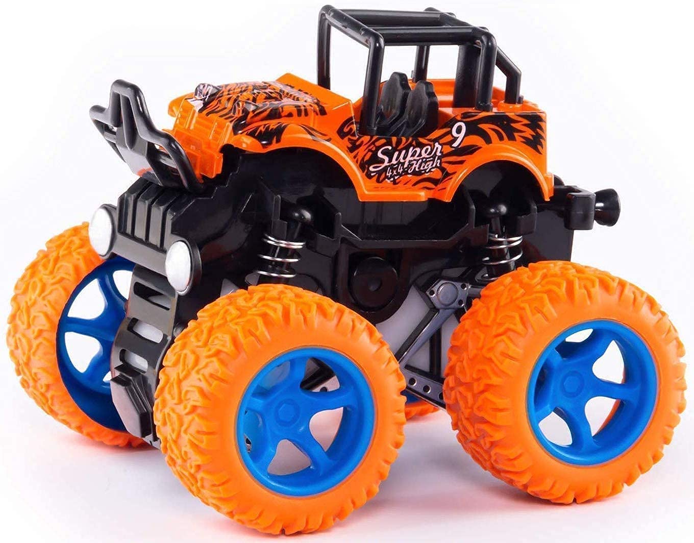 JHRK Mini Monster Truck Car - 360 Degree Mini Rock Monster Push and Go Truck/car Gear Suspension Pull Back Rock Crawler Car for Kids Age 2+, Rubber Spring Shock Absorber(1 Pcs)