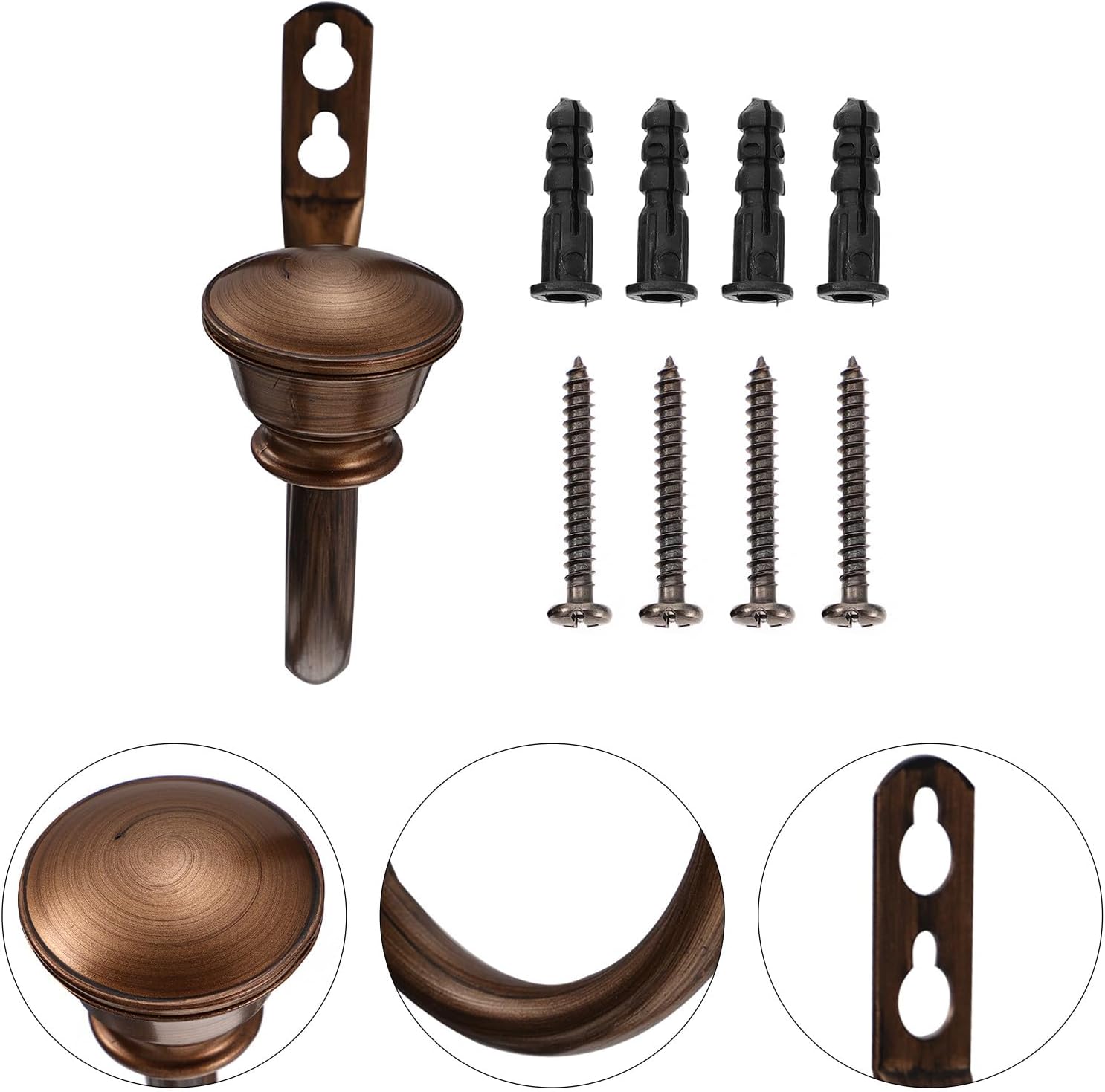 SECFOU U-Shape Curtain Tiebacks and Drapery Hooks 11mm Copper Finish Iron Holdbacks for Wall-Mounted Window Curtain Holders Home Decor Hardware