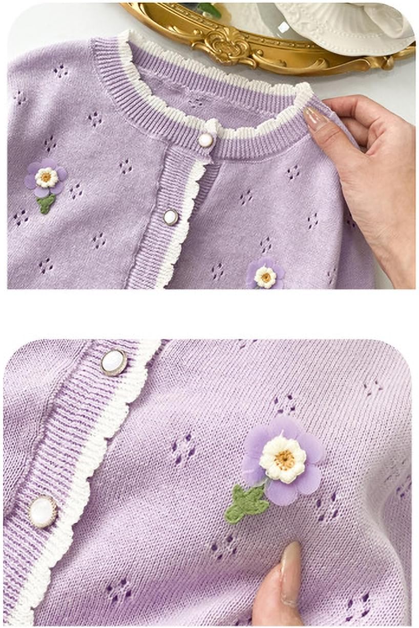 Girls Long Sleeve Floral Bolero Cardigan Kids Shrug Cover Up Girls Bolero Shrug Knitted Cardigan for Spring Summer