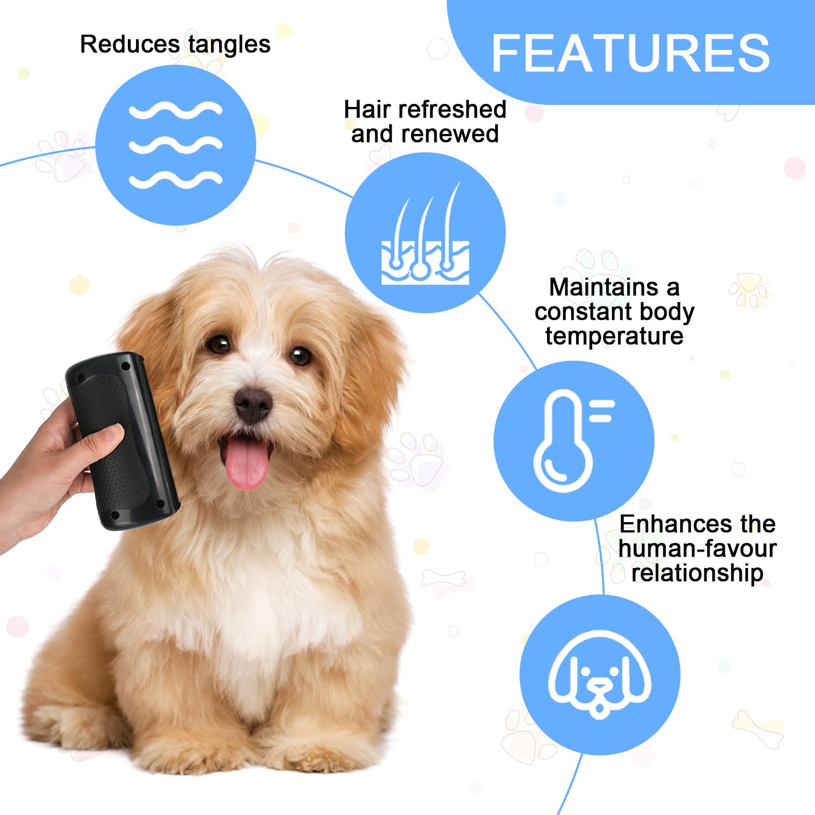 Fellwunder Bürste Hund, Pfotenstern Bürste Hundebürste für Hunde Groomify Mr Waggy Tails Deshedding Brush Grooming Tool Hunde Groomy für Tierhaarpflege Haar