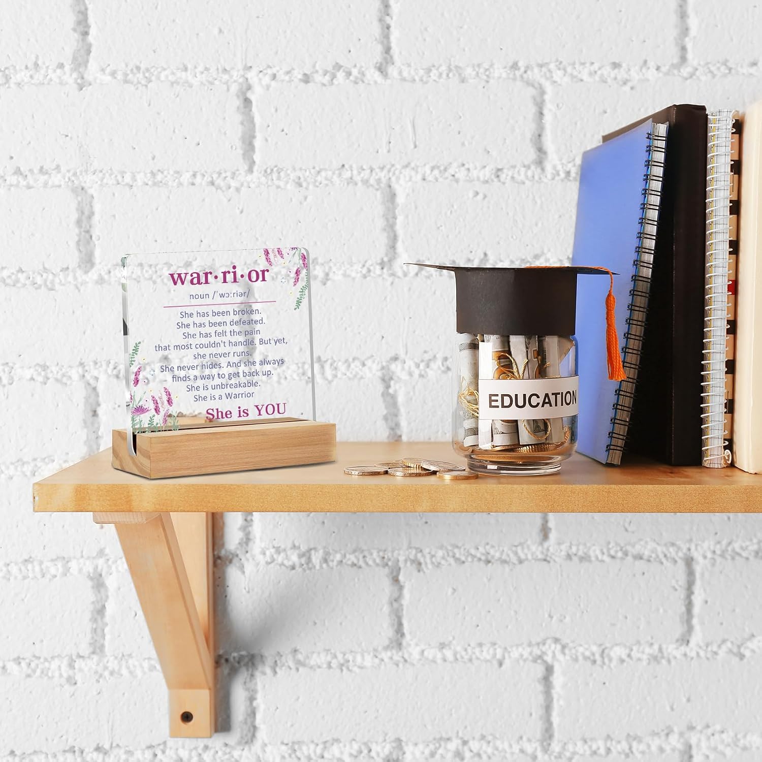 Inspirational Cancer Survivor Gifts for Women Mom,Breast Cancer Gifts for Woman,Female Warrior is You Home Decorative Signs Plaque for Desk image 3