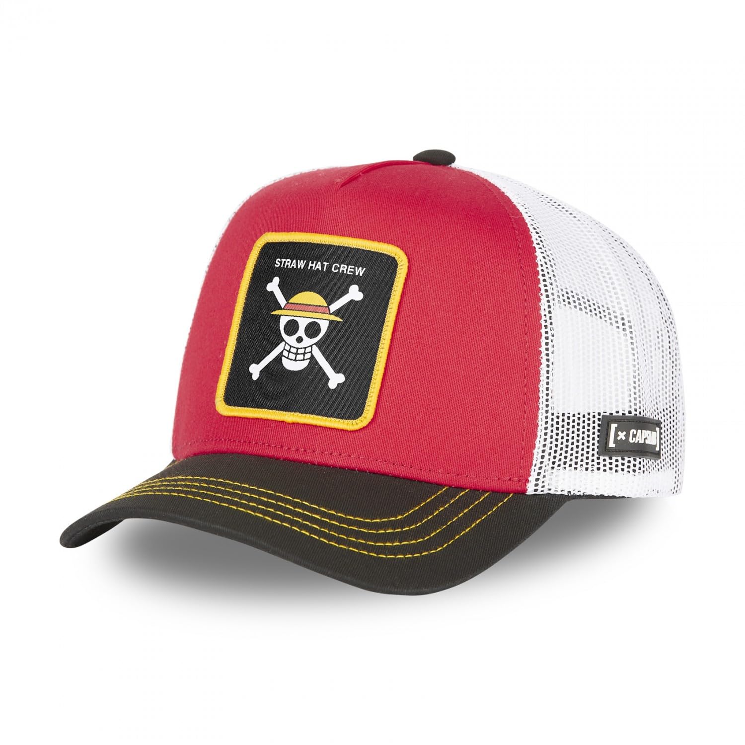 Capslab Straw Hat Crew One Piece Red Black White Trucker Cap